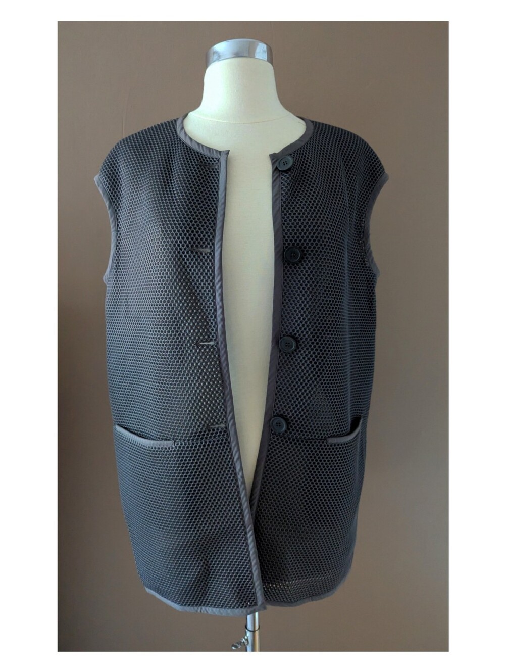 NWOT Peserico Avant Garde Fishnet Style Buttoned Structured Vest